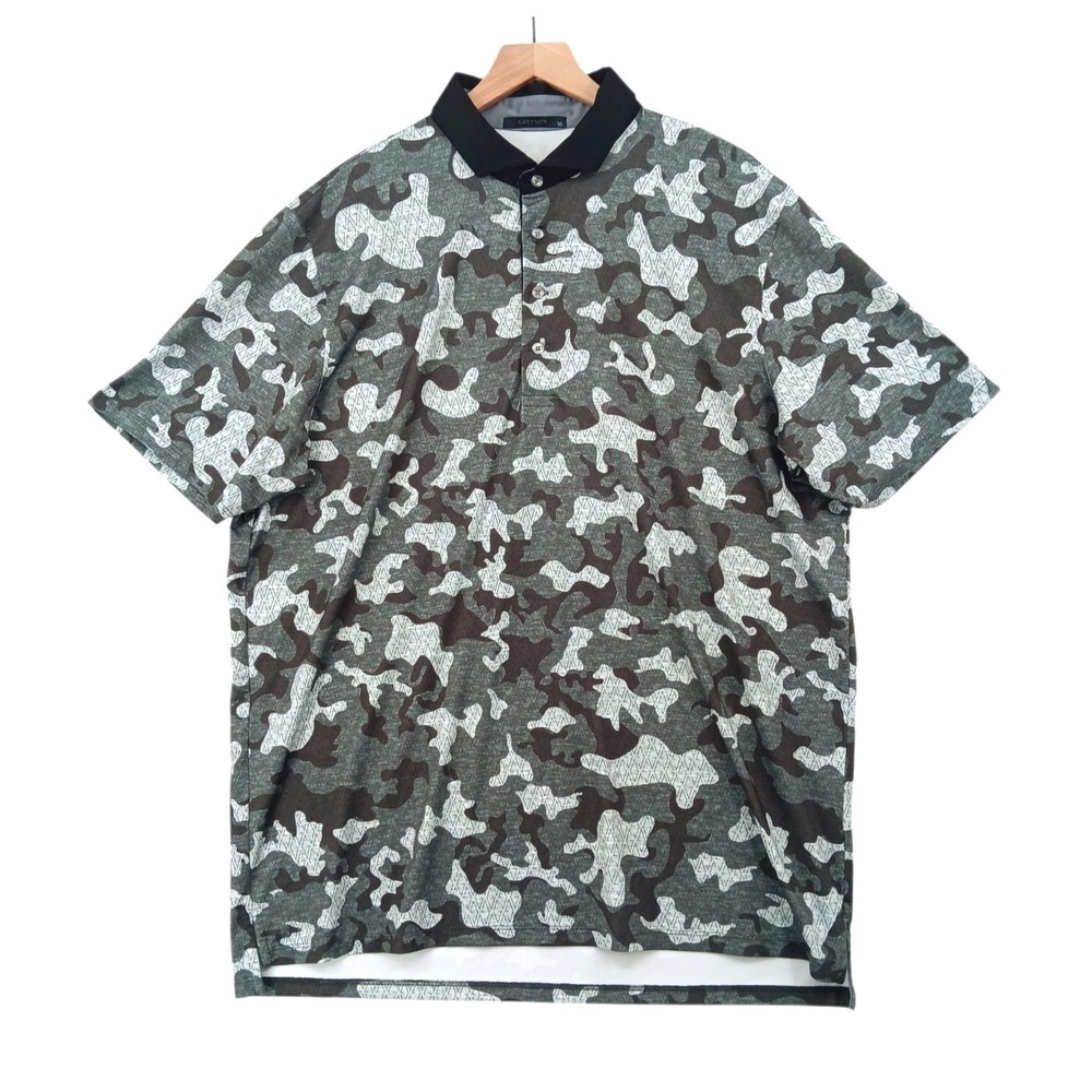 Greyson Golf Polo Shirt Mens XL Camo AOP Performance Wicking S/S Walnut Creek CC